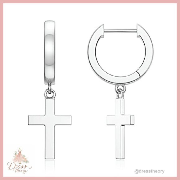 Sterling Silver Dangle Huggie Earrings with CZ and Pearl Accents - Picture 2 of 8